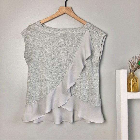 Banana Republic Tops - Banana Republic Grey SS Ruffle Tee Size Small